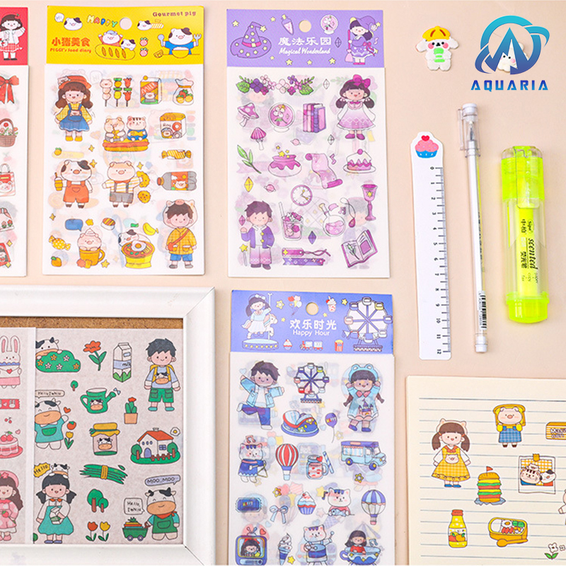 Set 4 Tấm Sticker Xinh Dễ Thương Hình Dán Cute Stickers Trang Trí Sổ Tay Dán Mũ Bảo Hiểm điện thoại siêu đẹp