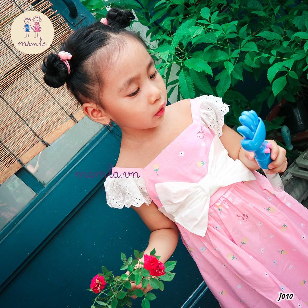 Đầm hồng nơ trước họa tiết hoa nhỏ | 2Y-6Y