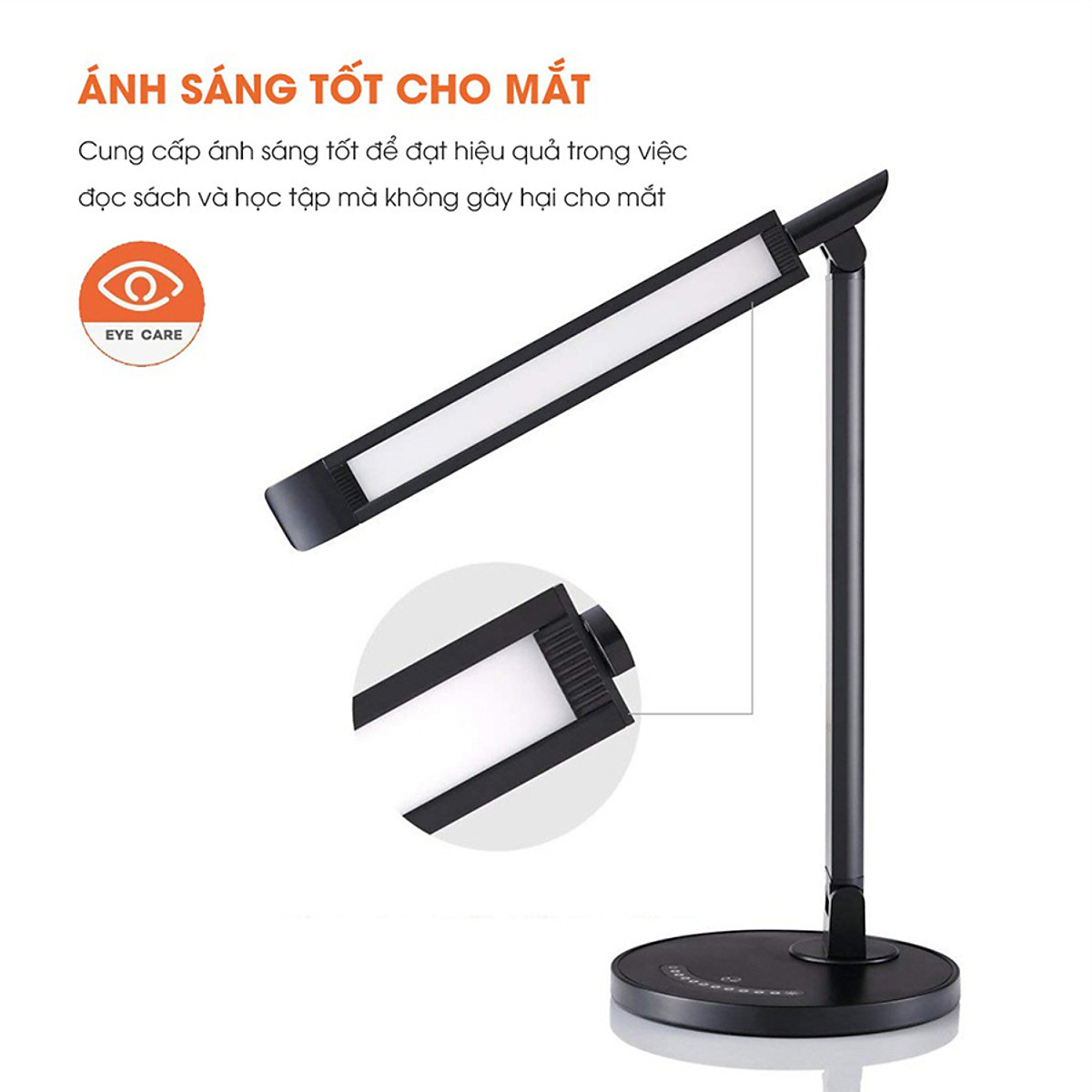 Đèn Bàn Học Đọc Sách, Làm Việc (Học Sinh, Sinh Viên, Văn Phòng) LED Chống Cận, Đèn Ngủ, Nút Điều Khiển Cảm Ứng, Công Suất 7W Với 5 Chế Độ Sáng, 7 Mức Sáng Từ  2700K - 6000K