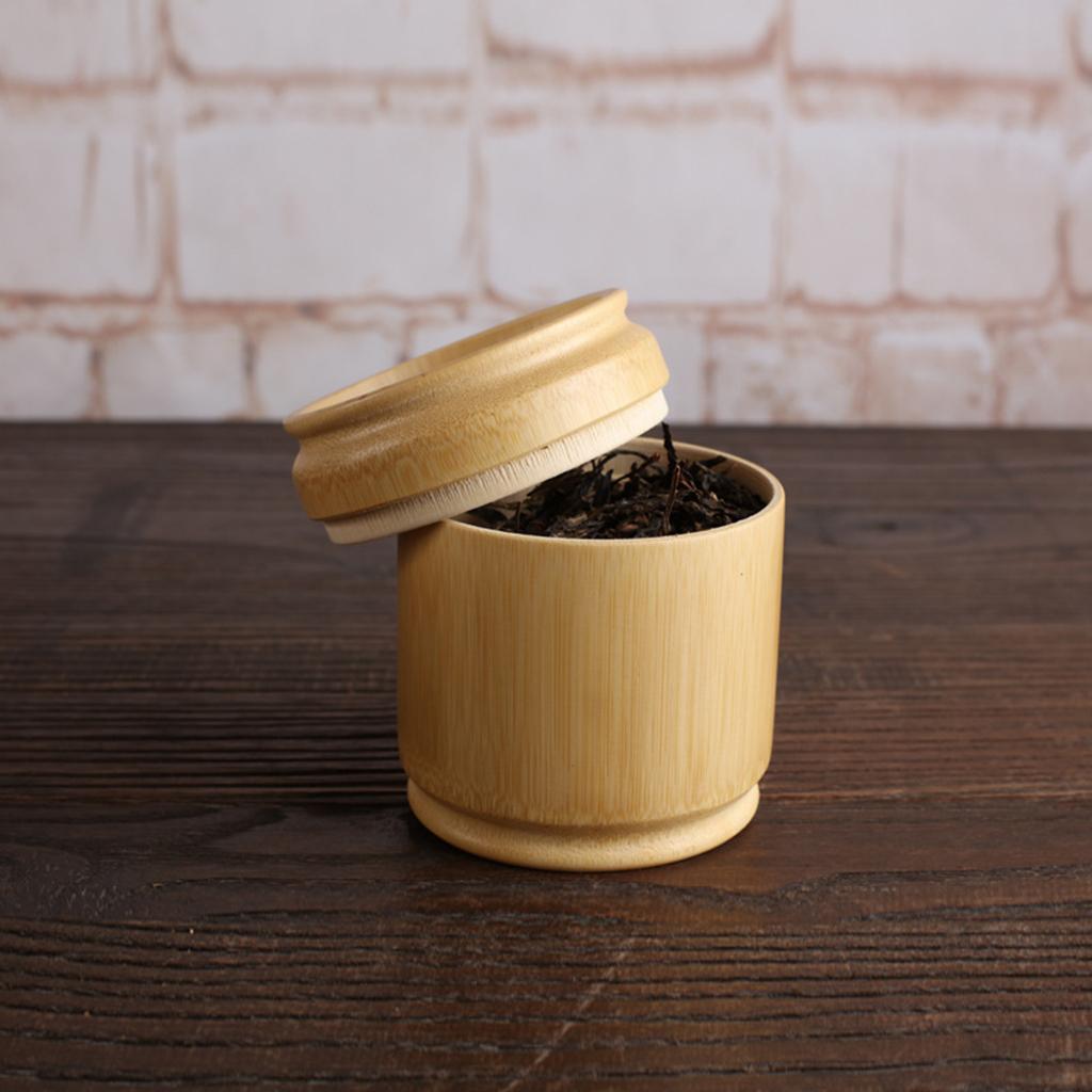 Handmade Tea Box Bamboo Storage Box Tea Canister Lid Kitchen Storage Jars S