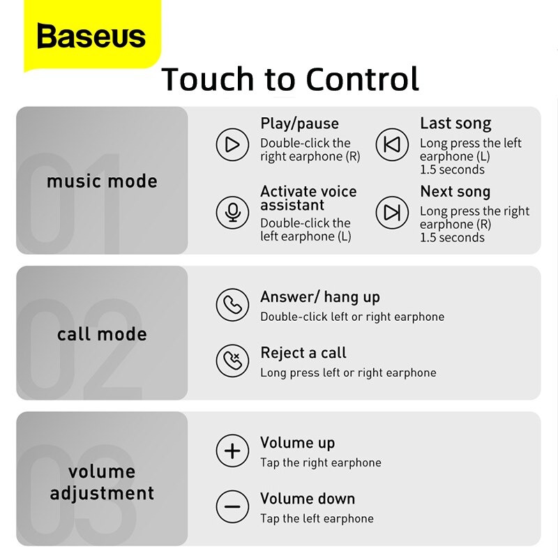 Tai Nghe Không Dây Baseus Encok W3 Bluetooth 5.0, Liên Tục 4h, Chống Ồn, Chống Nước - Hàng Chính Hãng