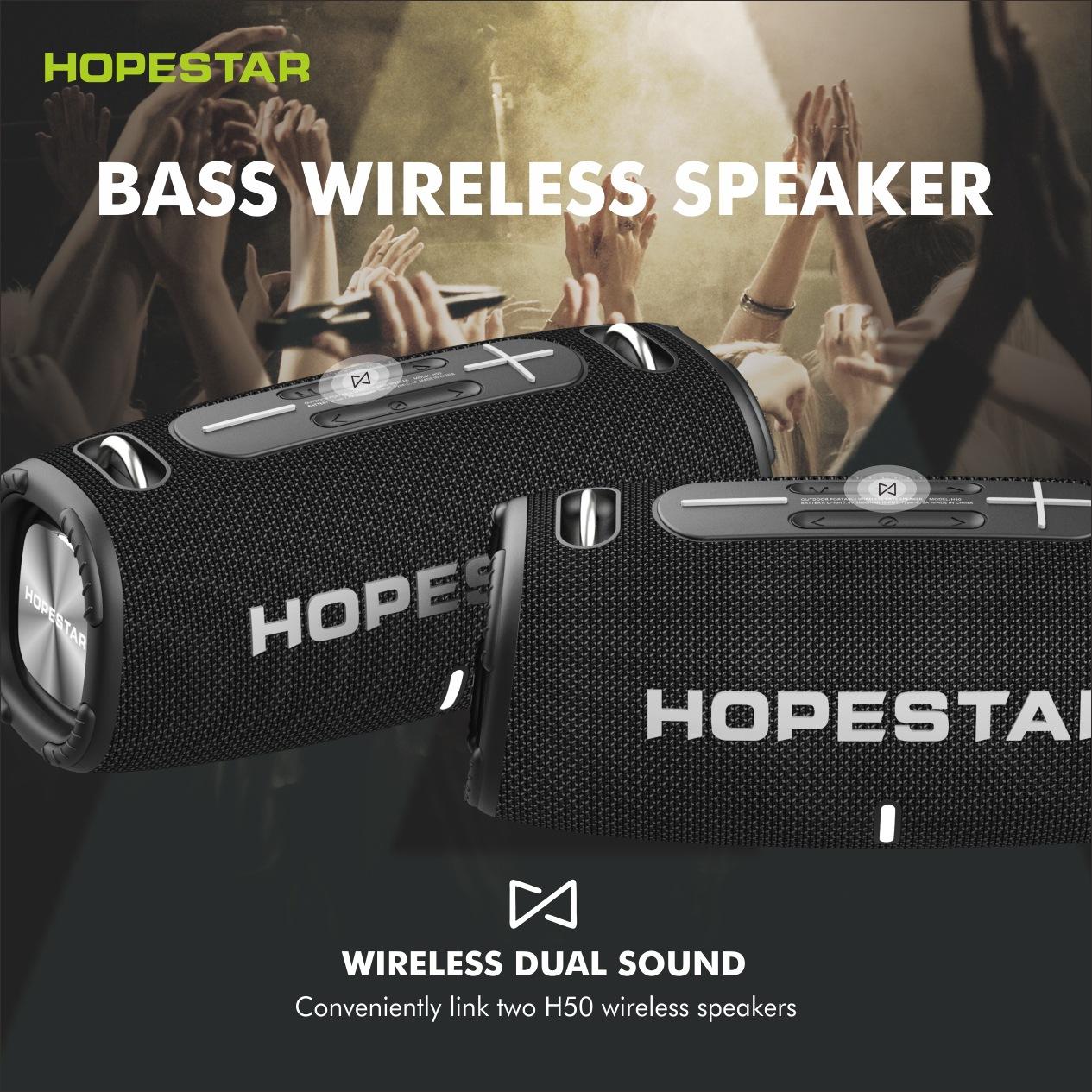 Loa Không Dây Di Động HOPESTAR H50 Cao Cấp Hộp Nhạc Lớn Ngoài Trời Siêu Bass TWS Đảng Mạnh Mẽ Caixa De Som Đài FM AUX Color: gray