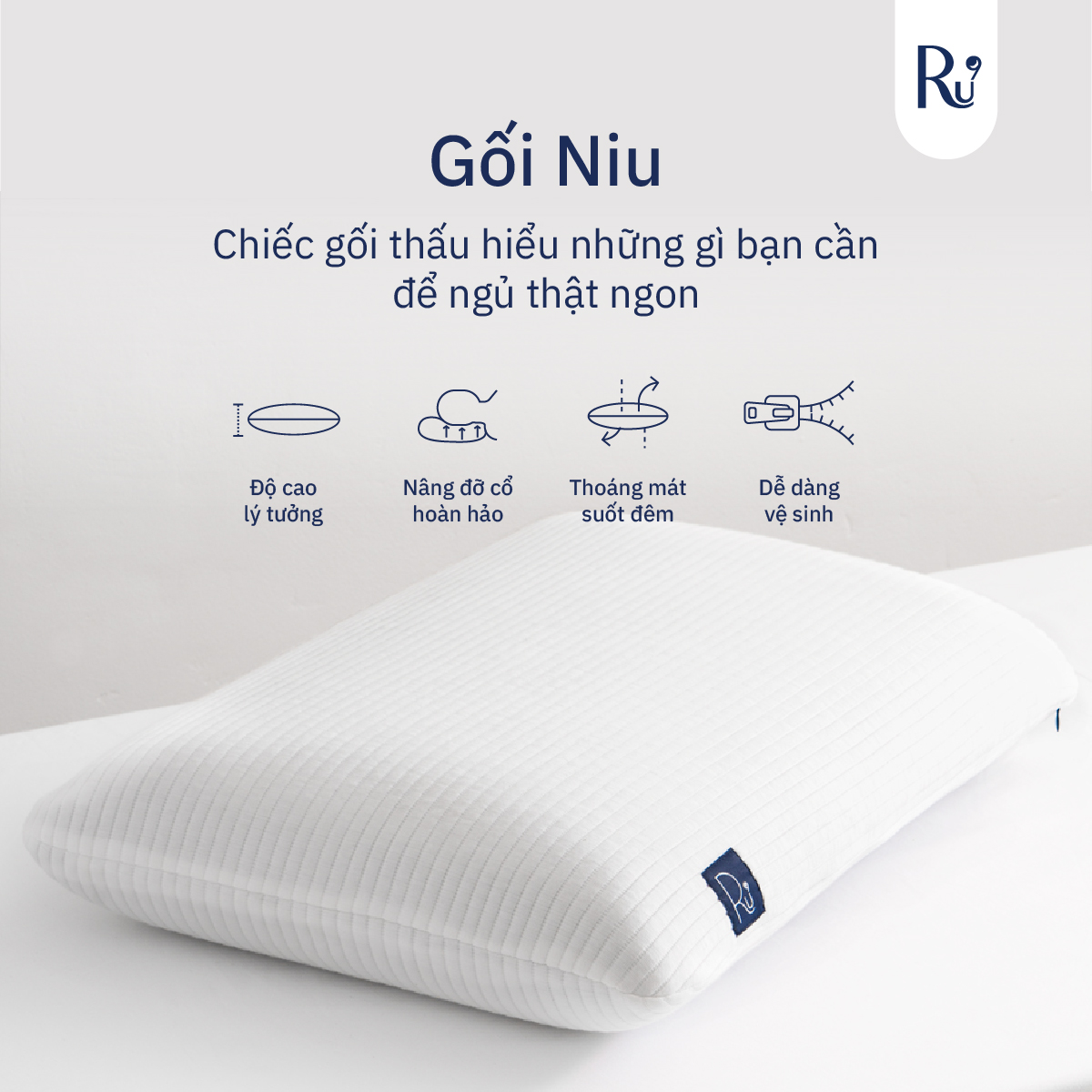 Hình ảnh Gối Niu Cao Cấp Ru9 - Công Nghệ Đột Phá Graphene Foam | Chất Liệu Foam Mềm Mại | Nâng Đỡ Đốt Sống Cổ | Chống Đau Vai Gáy