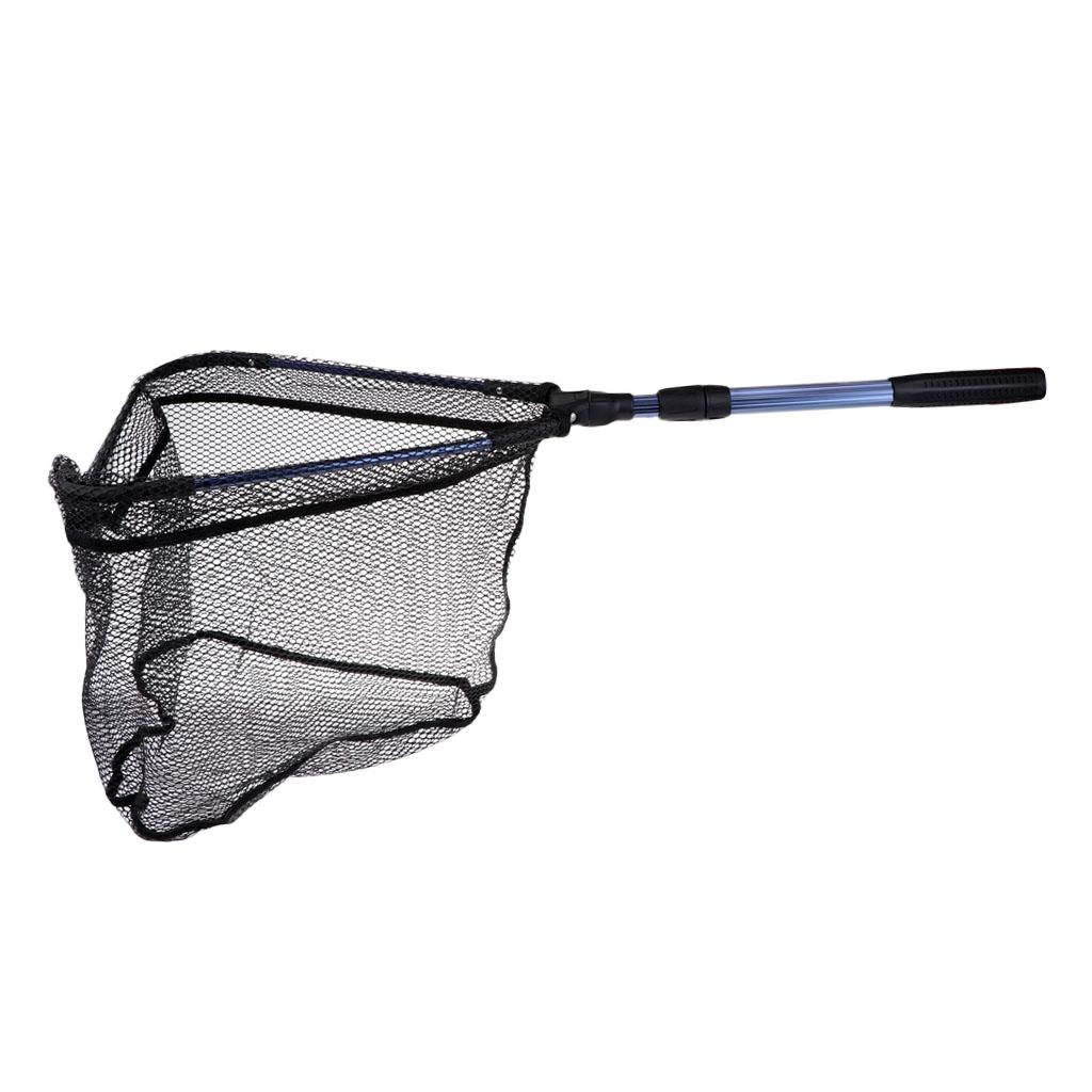 Trilateral Fishing Landing Net Brail Telescopic Handle Foldable Fishing Net