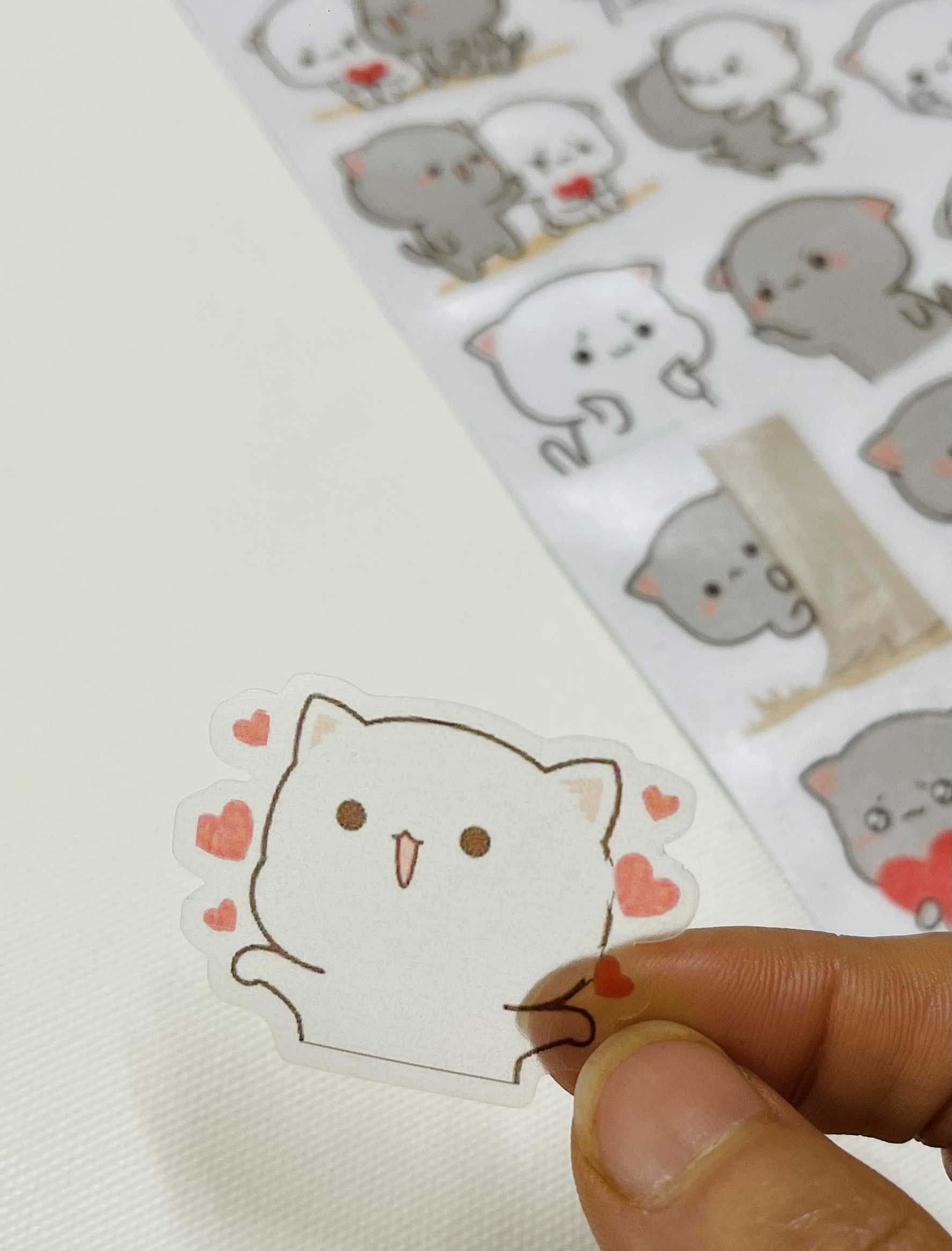 Sticker mèo Mochi trong suốt 30-60 hình khác nhau/ hình dán Mochi mèo cute trong suốt 