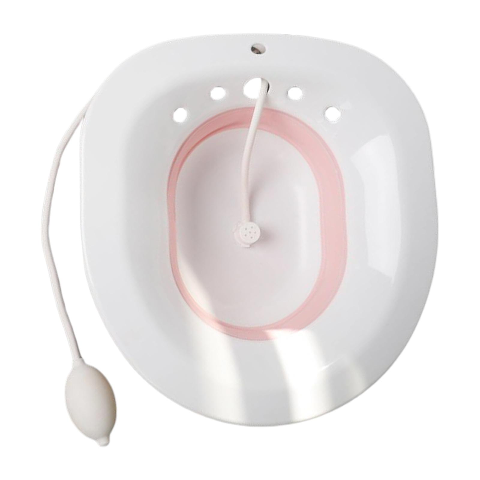 Sitz Bath Toilet Bidet Tub with Flusher for Postpartum Care White Pink