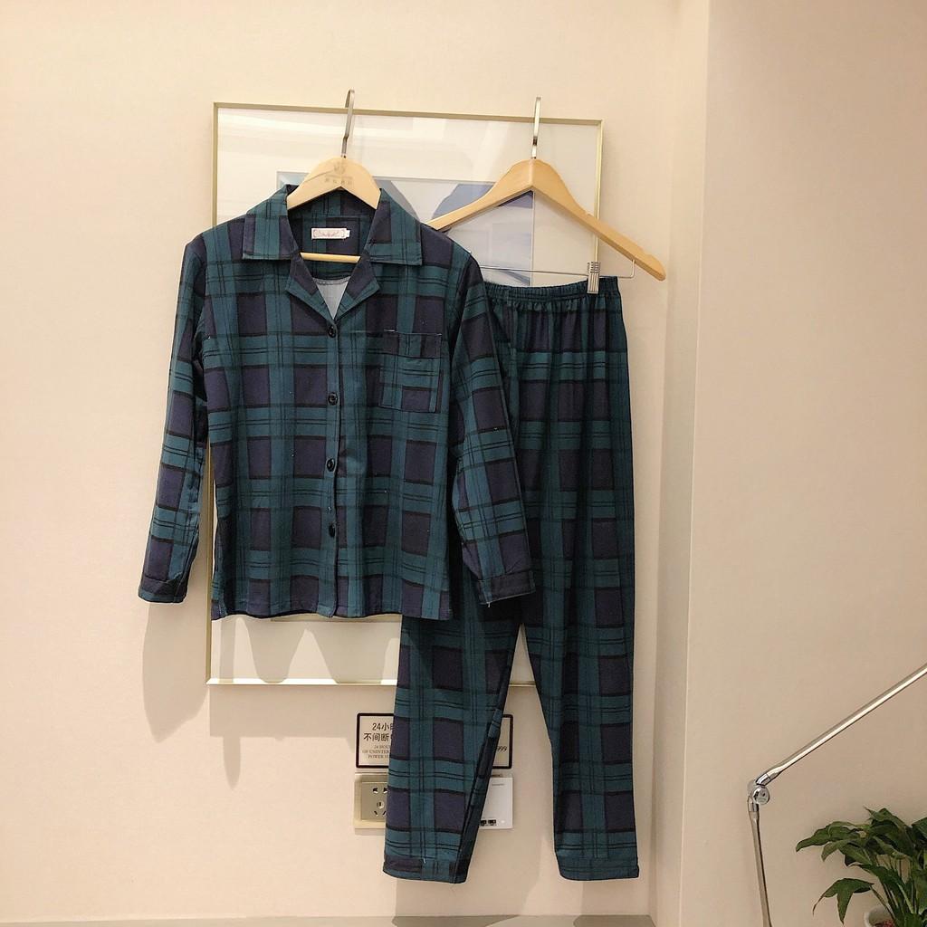 Pijama- Bộ Ngủ Nữ cotton áo dài quần dài BNNDQ07