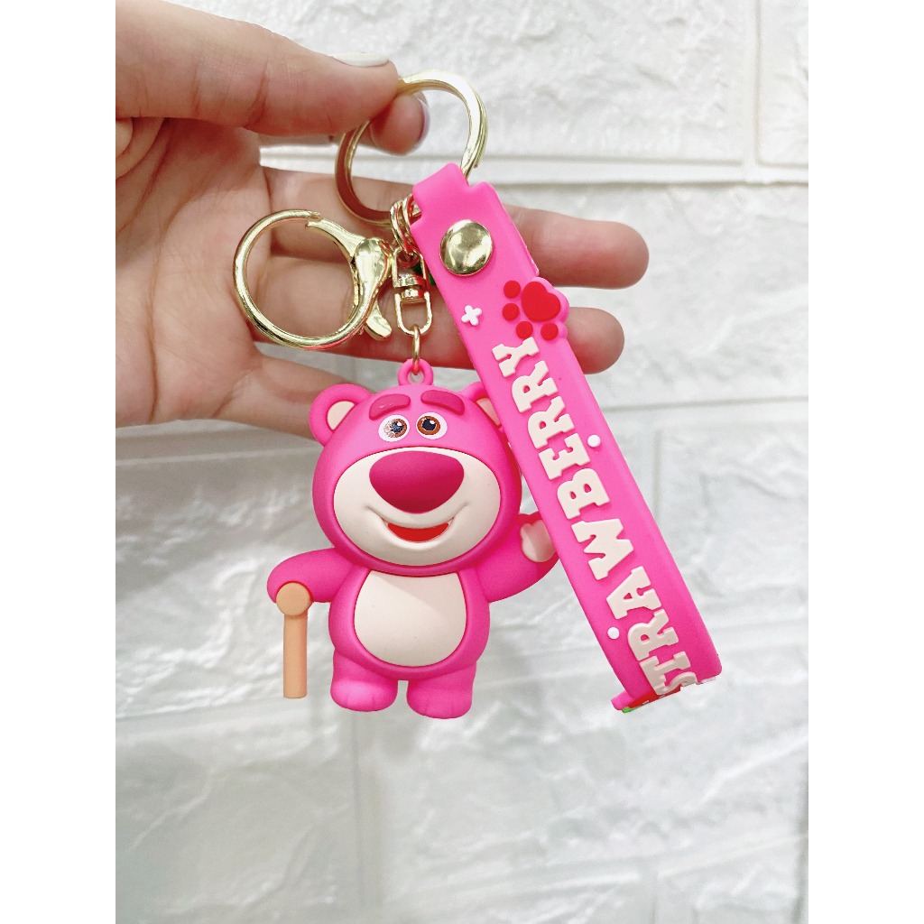 Móc khóa lotso gấu dâu, pony cute cho balo, xe máy, dây đôi đeo balo điên thoại Lalunavn B167