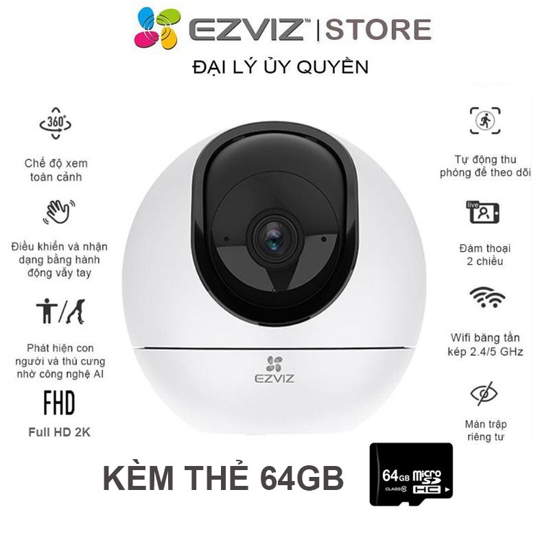 Camera Wifi quay quét 2K, tích hợp AI EZVIZ C6 4MP - Hàng chính hãng