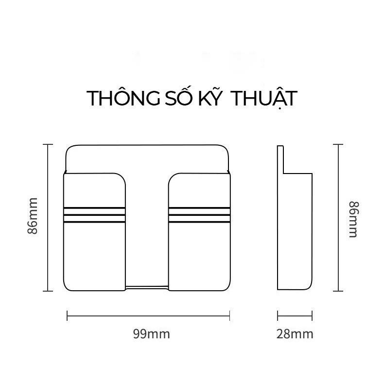 GIÁ ĐỂ ĐIỆN THOẠI,  ĐIỀU KHIỂN ĐỂ REMOTE DẠNG KHAY NHỰA DÁN TƯỜNG  HÌNH VUÔNG CÓ CHỖ TREO DÂY ĐIỆN