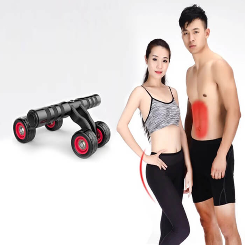 Combo 2 sản phâm tập Gym : 1 con lăn tập bụng 4 bánh + 1 bộ dây ngũ sắc - Chịu lực tốt độ đàn hồi cao tập luyện cơ tay vai ngực bụng mông chân hiệu quả