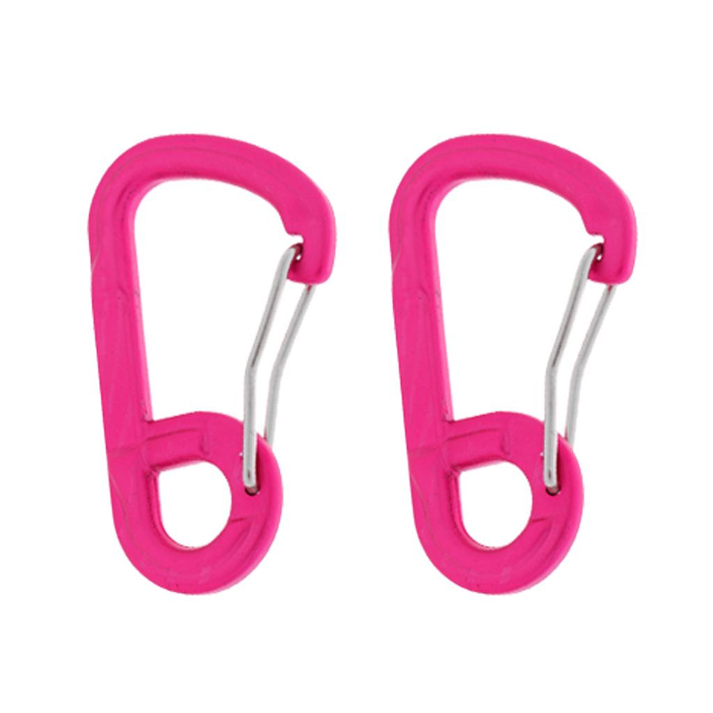 2 Pieces D-shaped Carabiner Buckle Snap Clip Hook Keyring