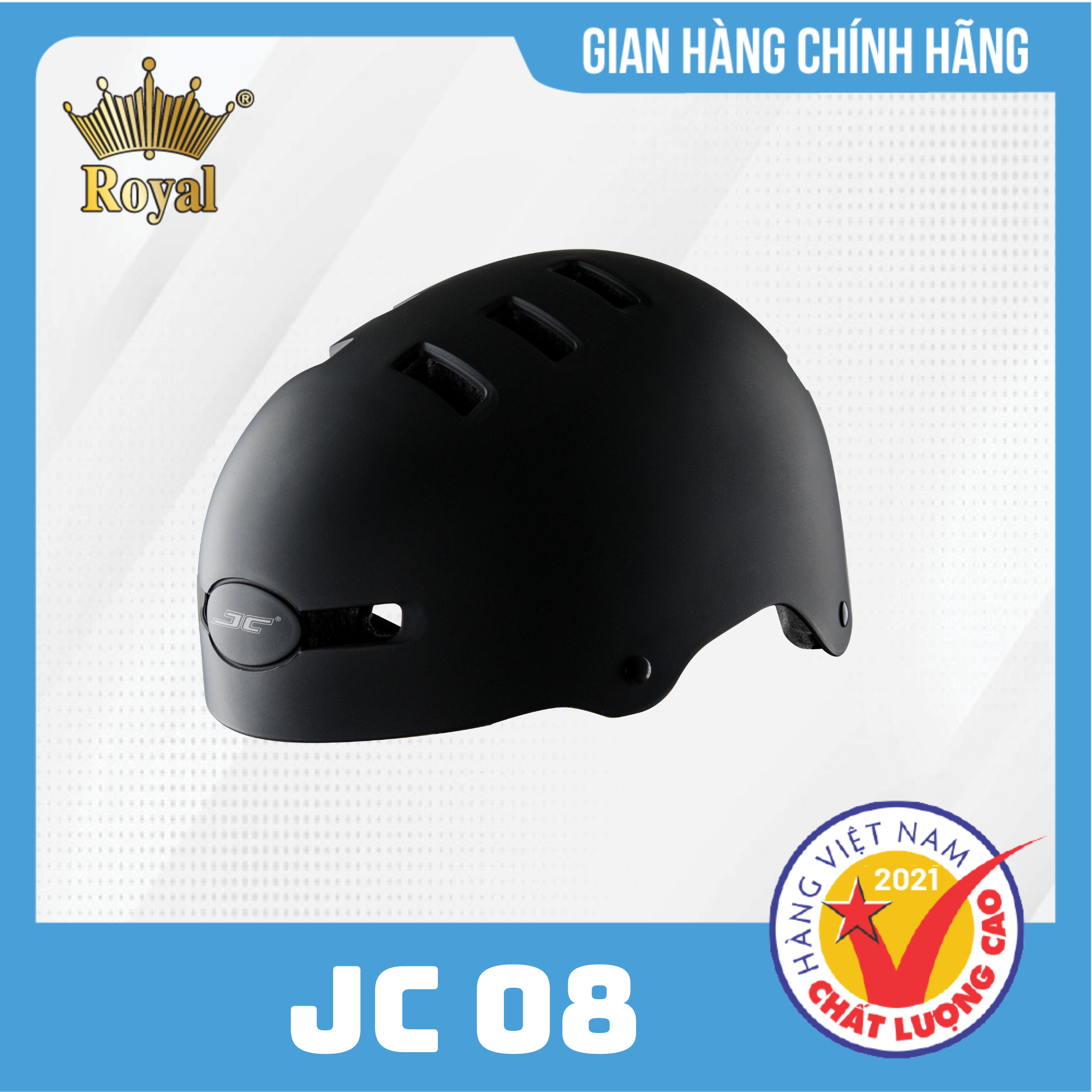 Mũ Bảo Hiểm Xe Đạp JC 08 An Toàn, Chắc Chắn, Trọng Lượng Nhẹ - Đen mờ