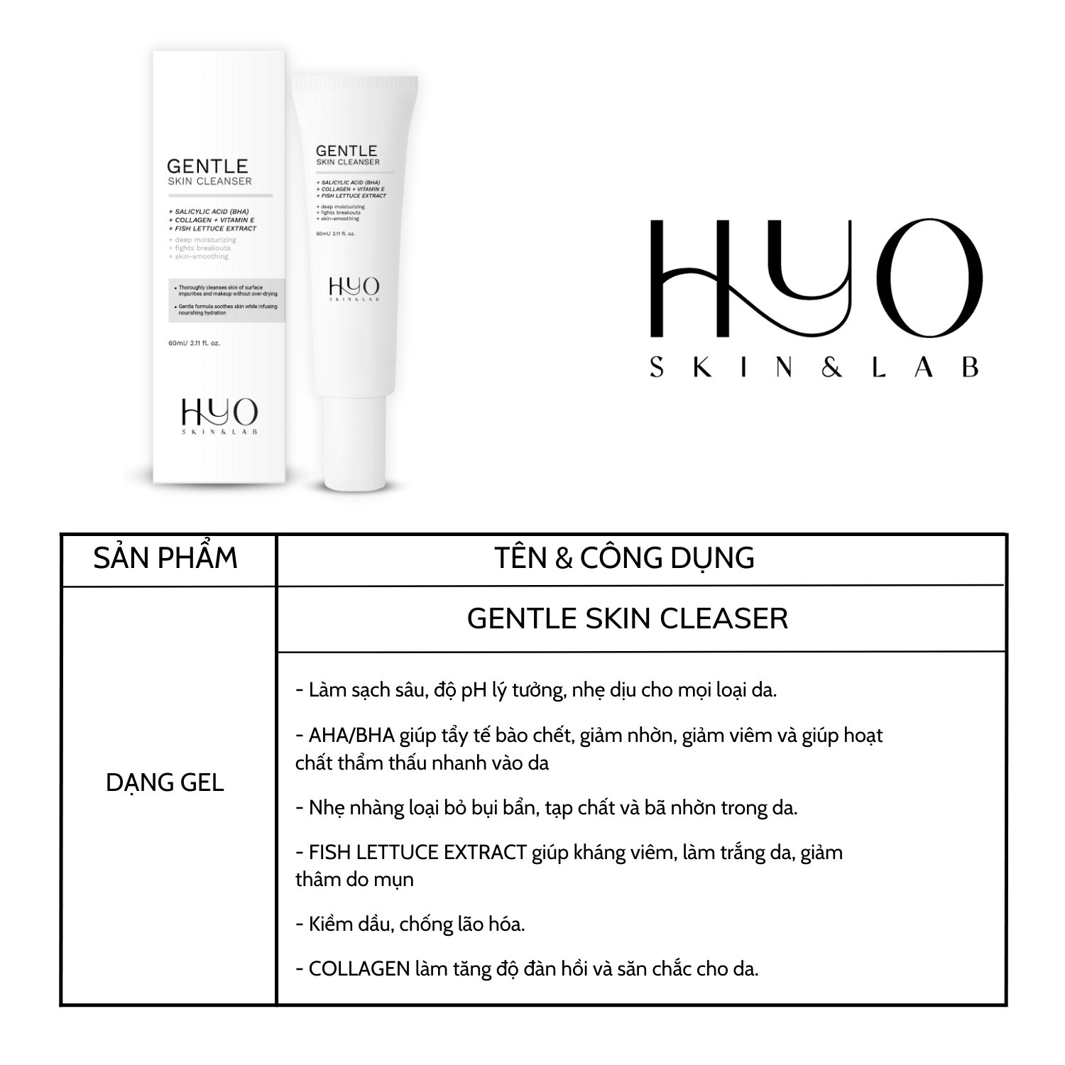 Sữa rửa mặt cao cấp HYO GENTLE 60ml - Hàn Quốc