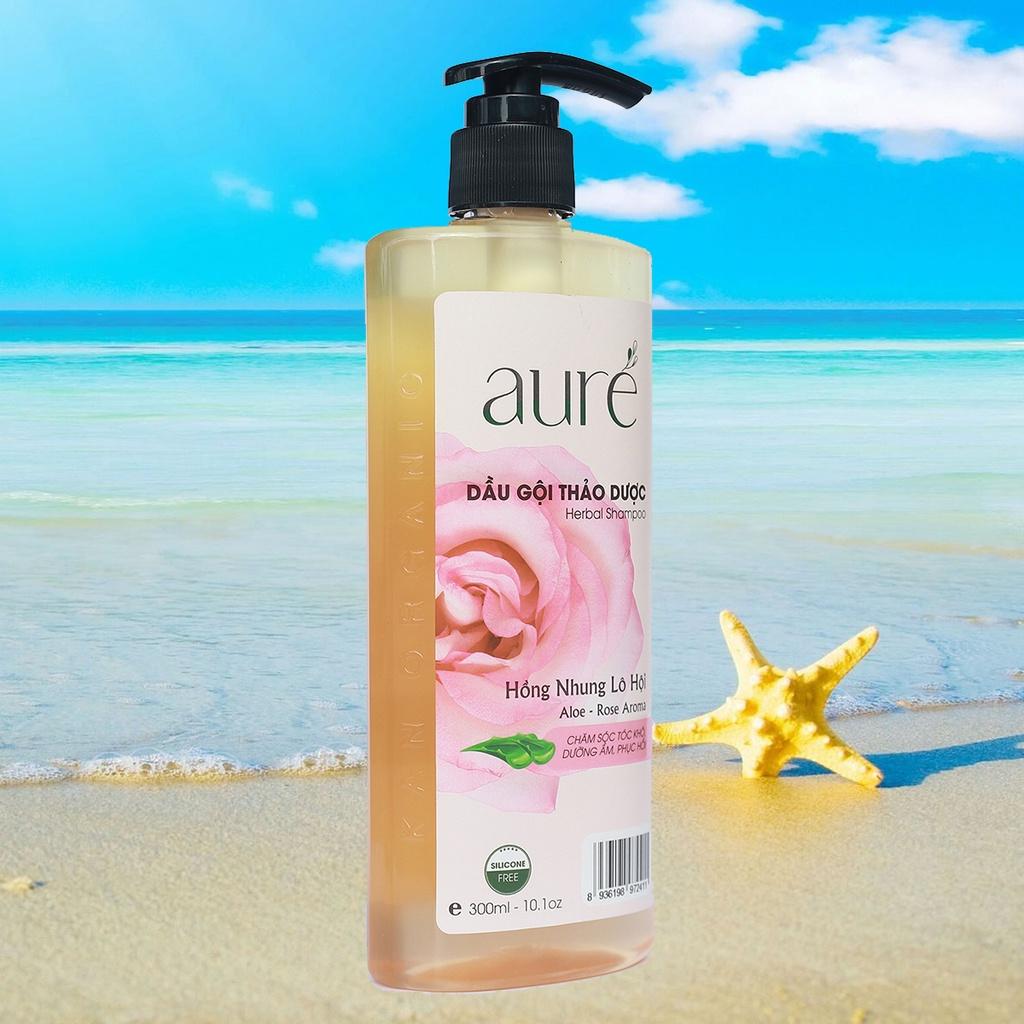 AURÉ, Dầu gội thảo dược, Hồng nhung Lô hội, Chai 300ml, Chăm sóc tóc khô, dưỡng ẩm phục hồi tóc