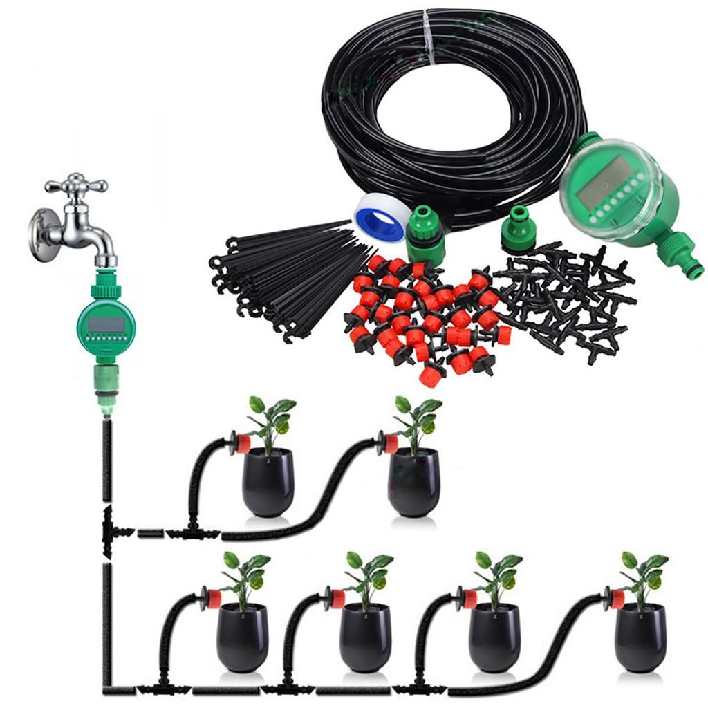BỘ TƯỚI NHỎ GIỌT TỰ ĐỘNG CHO BAN CÔNG, SÂN VƯỜN KÈM VAN NƯỚC HẸN GIỜ