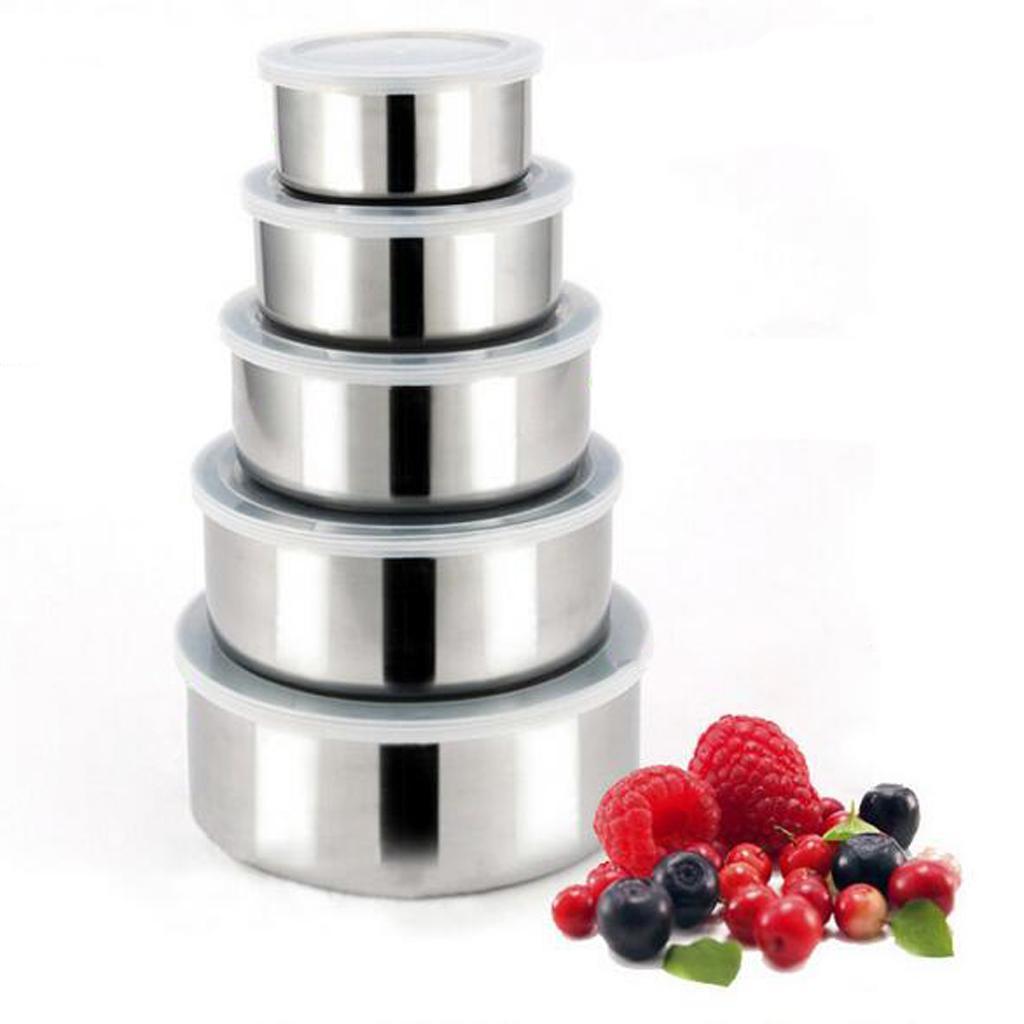 5Pcs Stainless Steel Mixing Bowl With Airtight Lids Bowls Convenient Storage