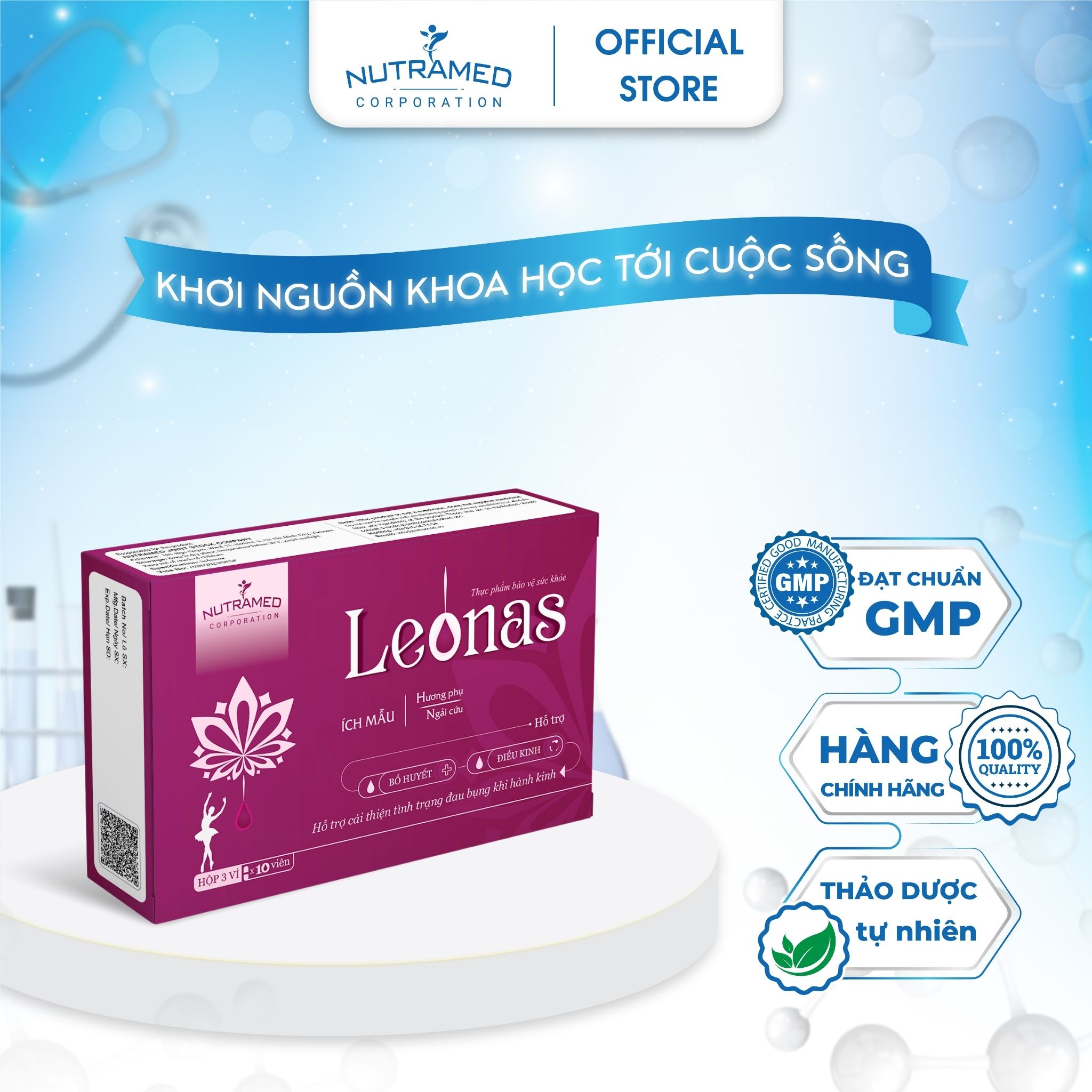 Viên uống hỗ trợ bổ huyết điều kinh giúp giảm rối loạn kinh nguyệt LEONAS - 1 hộp x 3 vỉ x 10 viên