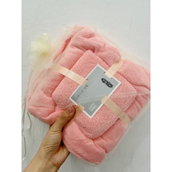 Set 2 Khăn Tắm Lông Cừu Xuất Hàn Cỡ Lớn Siêu Mềm Mịn Thấm Hút Nước