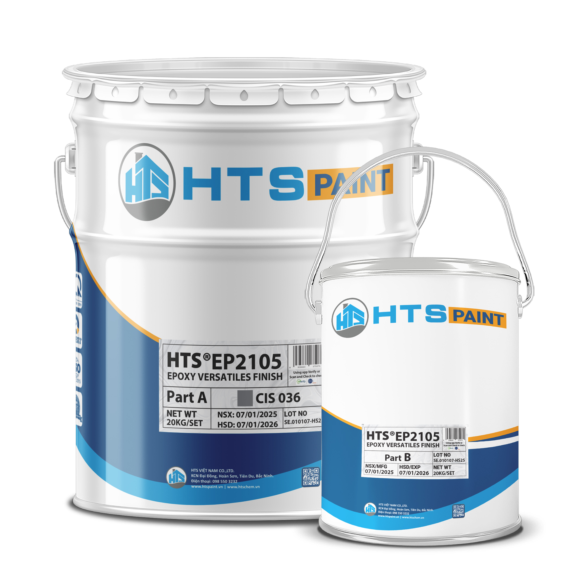 Sơn Phủ Epoxy Đa Năng HTS EP2105 bộ lớn 20Kg - Siêu bền, Màu siêu đẹp