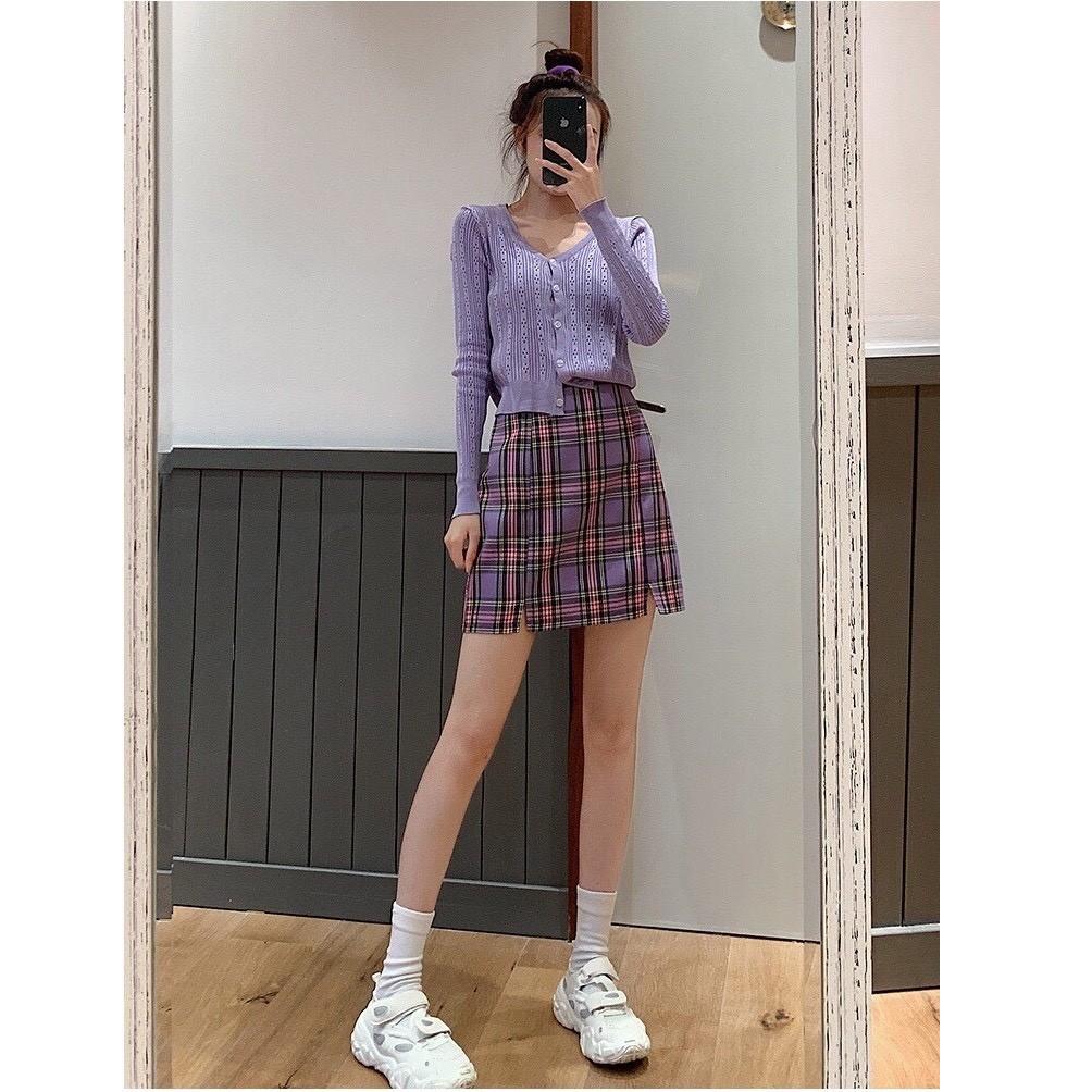 Chân váy kẻ caro dáng chữ A nhiều màu ULZZANG THE 1992
