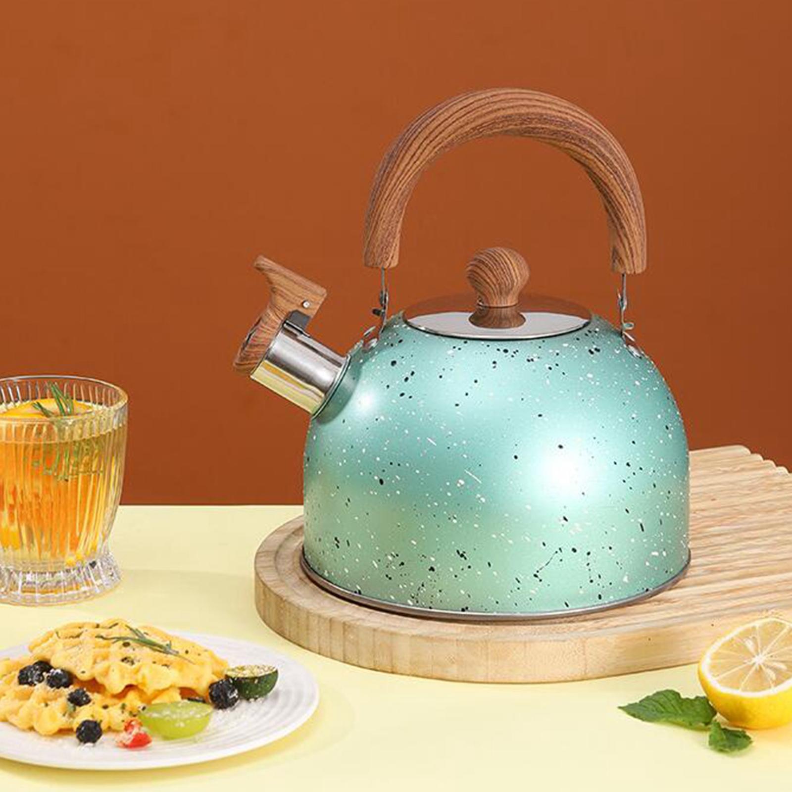 3L Tea Kettle Stovetop Whistling Stainless Steel Green