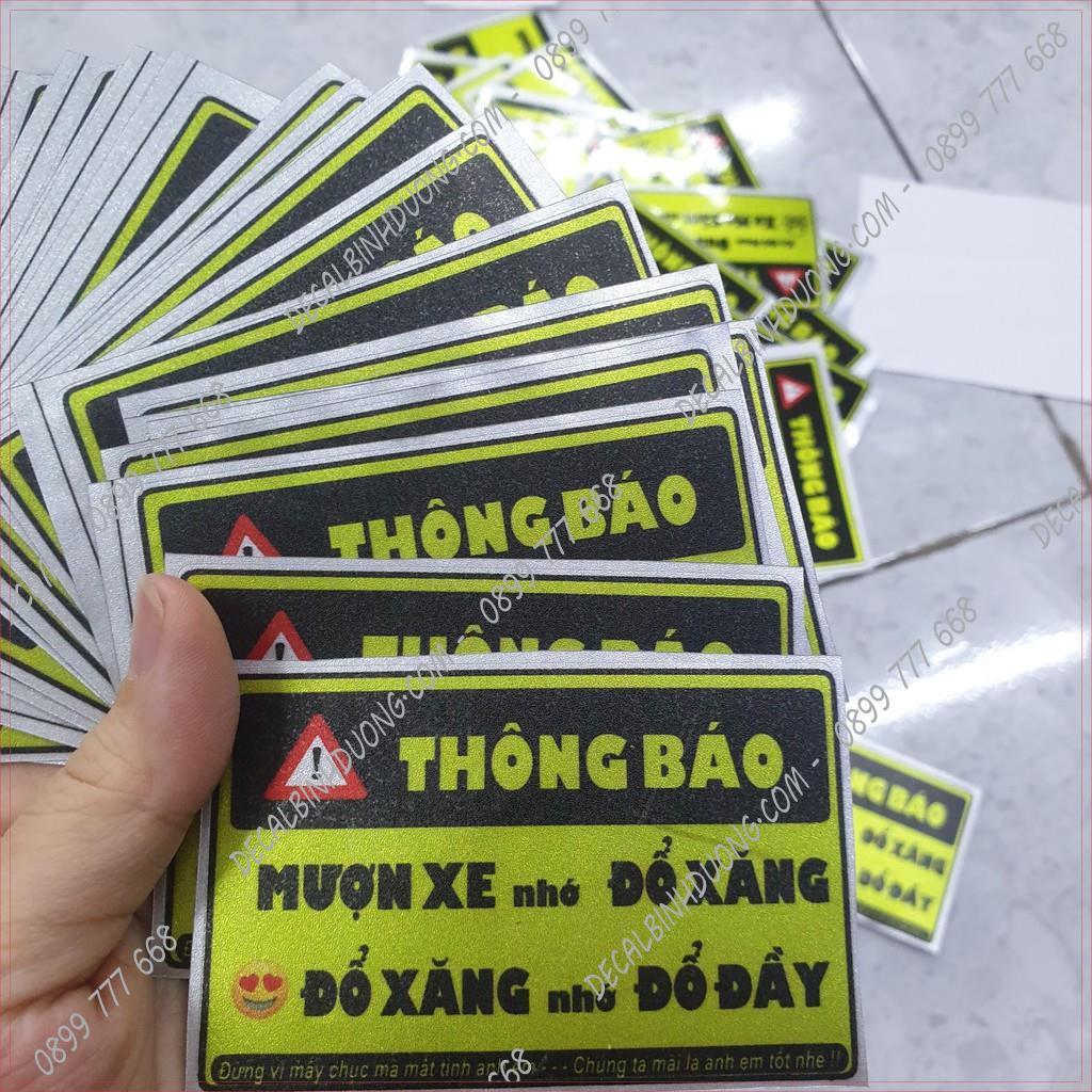 Tem Dán Xe Máy - Sticker Thông Báo In Chrome Đẹp Nhất