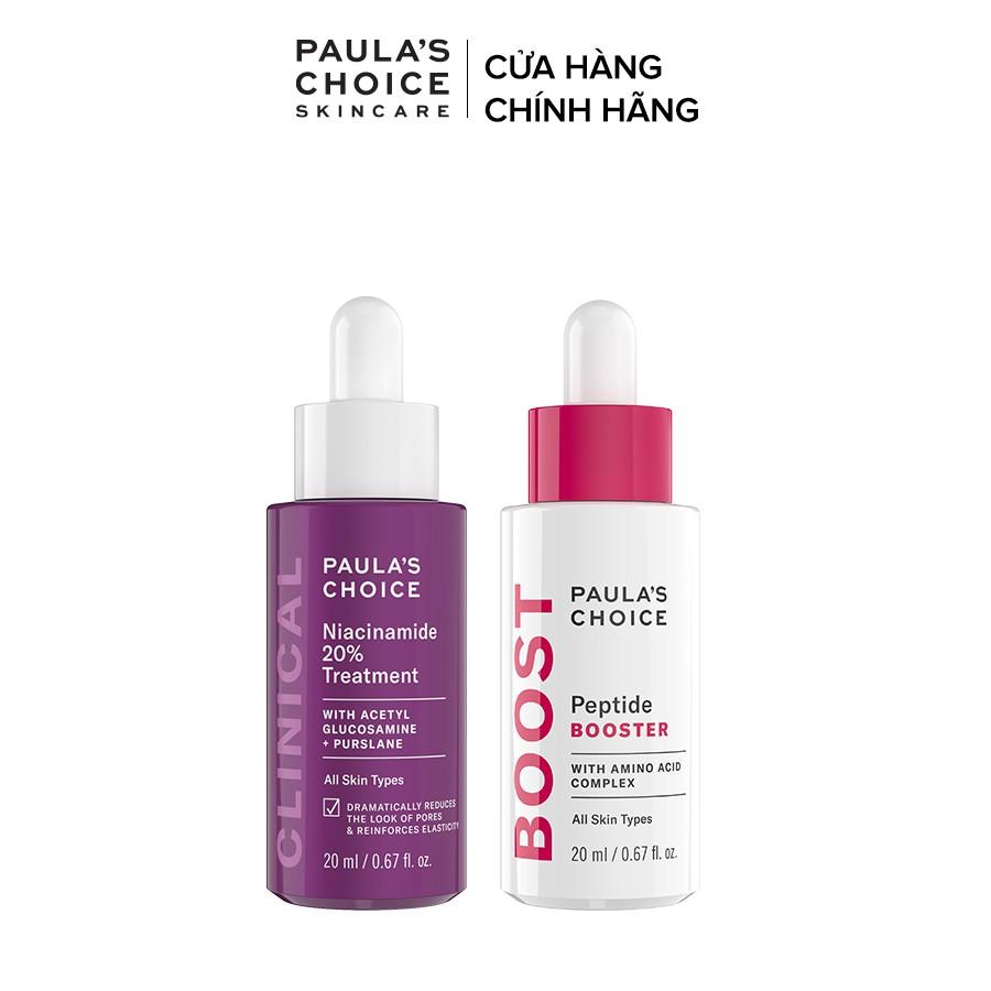 Bộ tinh chất tái tạo phục hồi da toàn diện Paula's Choice Niacinamide 20% 20ml và Peptide Booster 20ml Mã 8030.9550