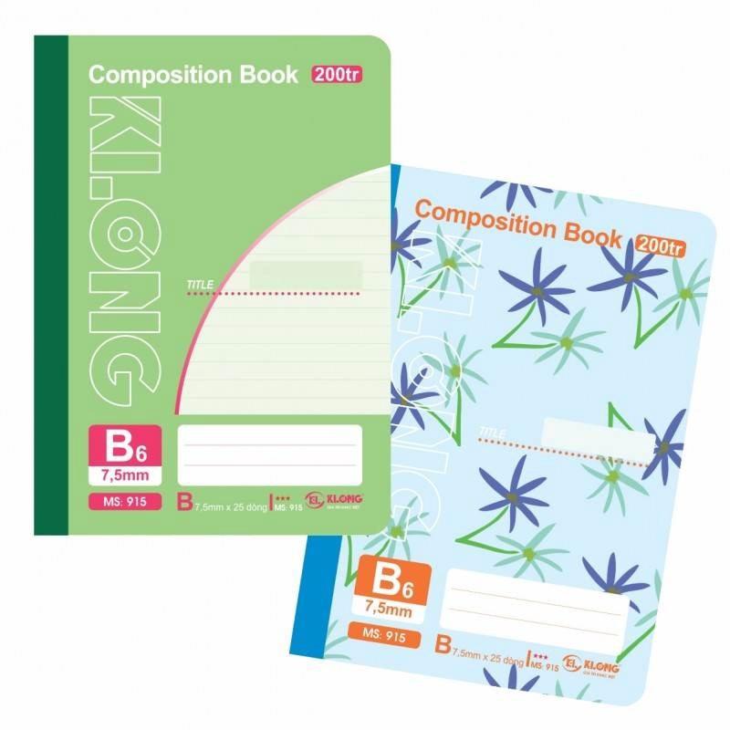 Sổ kẻ ngang may dán gáy Composition book B6 200 trang 58/92; MS: 915