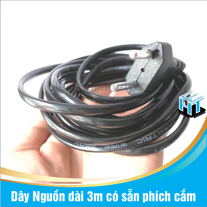 Dây Nguồn dài 3m có sẵn phích cắm, dây dùng cho quạt điện,máy ấp trứng