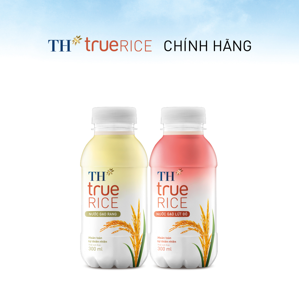 Thùng 12 chai gạo rang &amp; 12 chai gạo lức đỏ TH True Rice 300ml (300ml x 24)