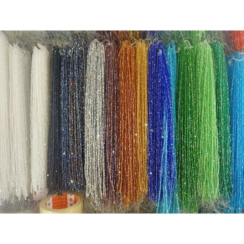 Dây pha lê nón 4mm nhiều màu lấp lánh làm đồ trang sức