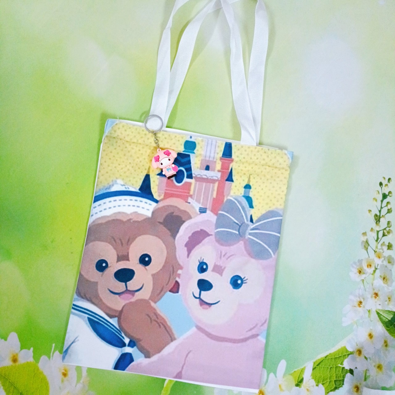 Túi tote vải canvas có dây kéo họa tiết hoạt hình in hai mặt siêu xinh - Túi vải canvas in hình hai mặt có dây kéo