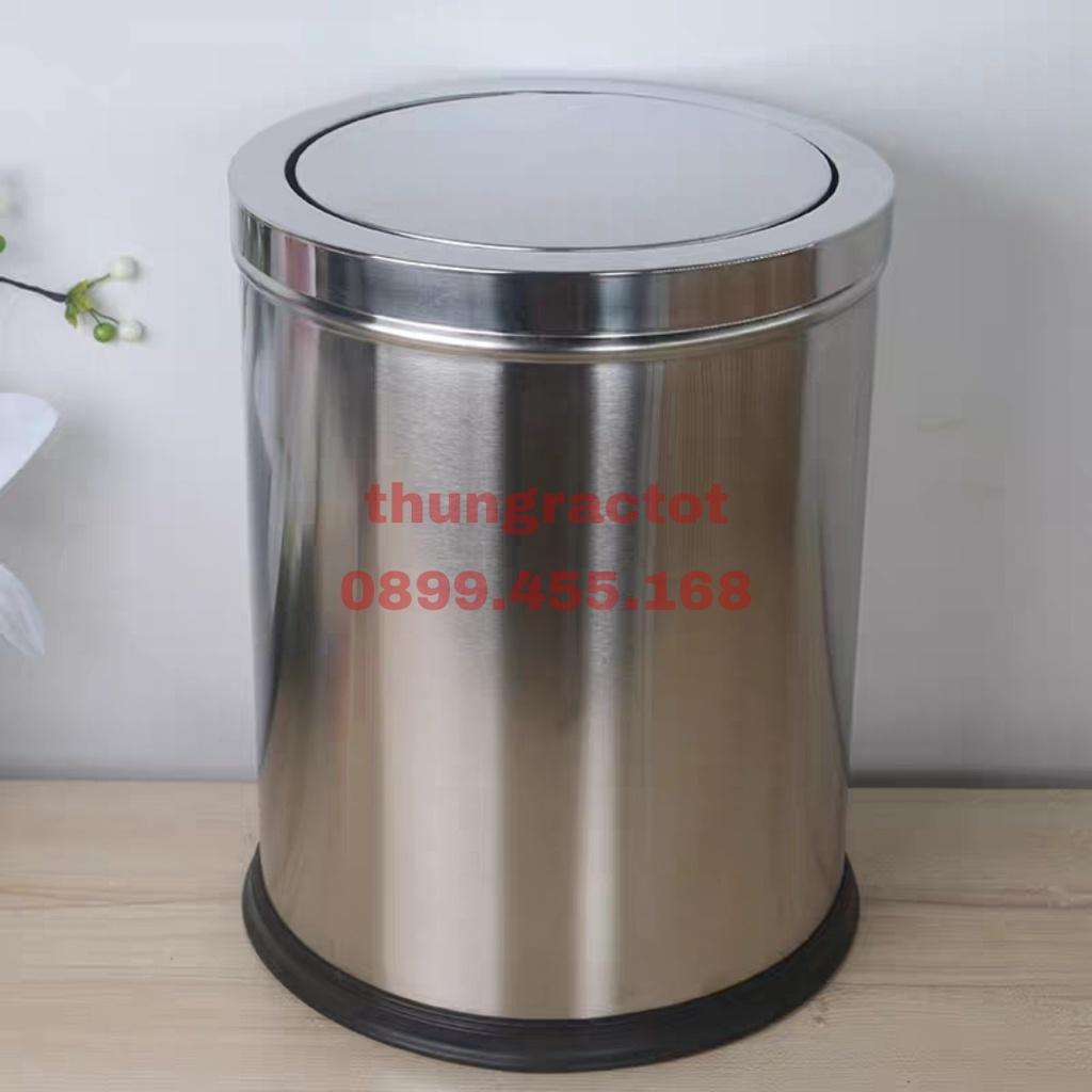 Thùng rác inox nắp lật tròn