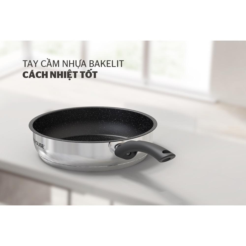 Chảo chống dính 5 đáy Sunhouse IN24M4, Chất liệu inox, Đường kính 24cm