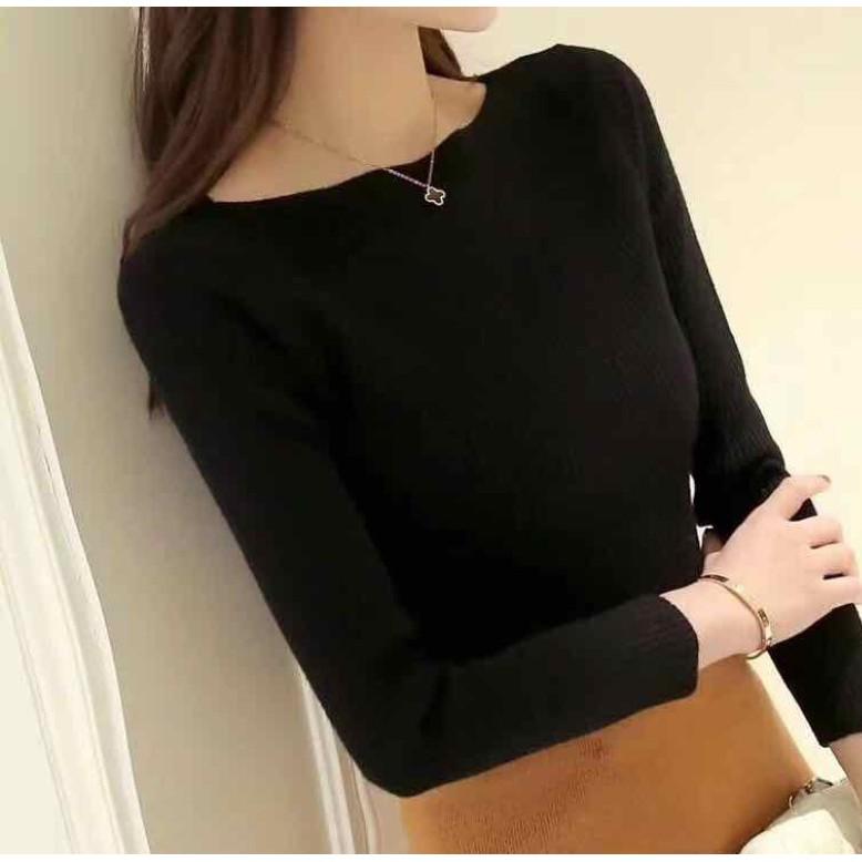 Áo len nữ dài tay cổ thuyền