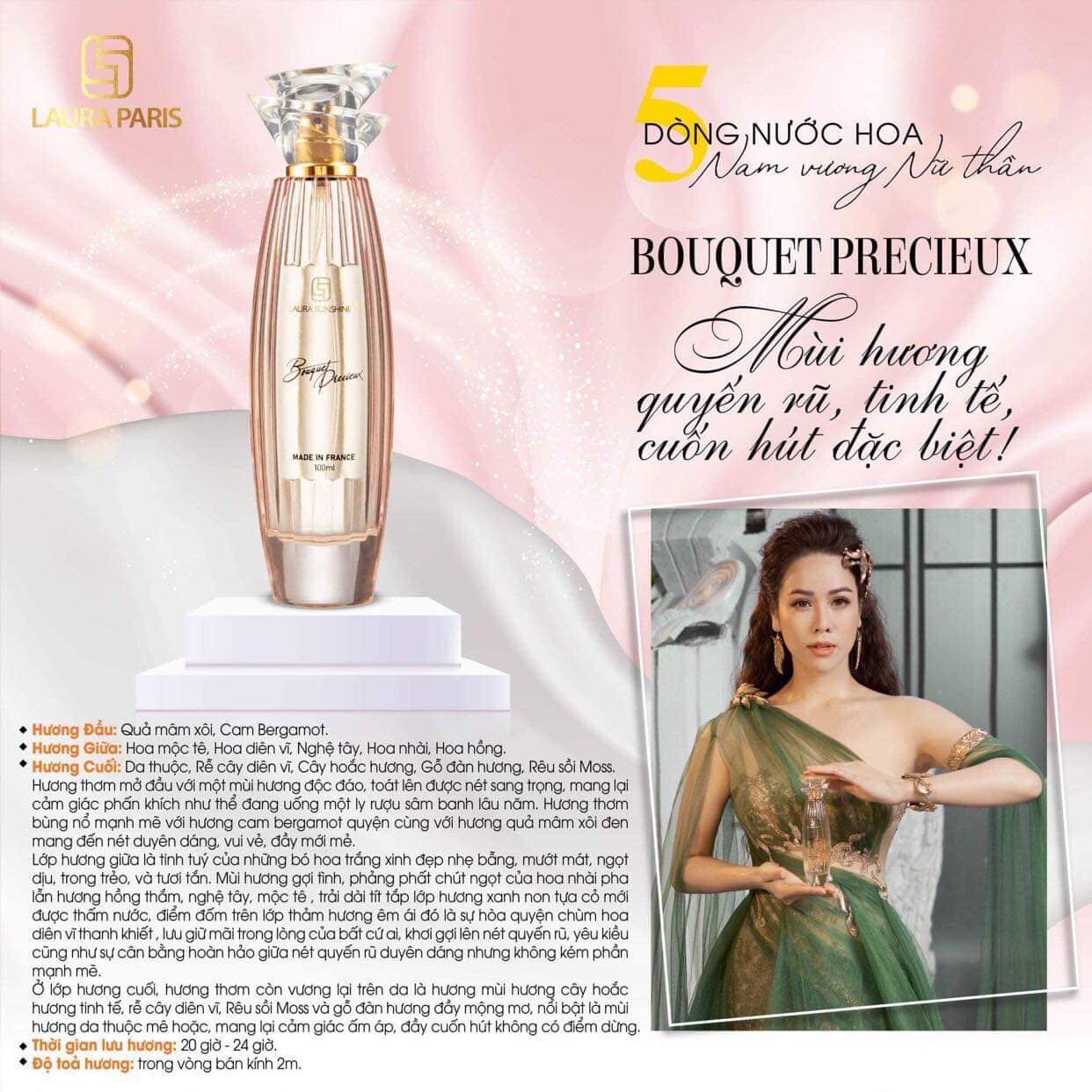 Nước Hoa Nữ Laura Sunshine - Nhật Kim Anh - No1 - 100ml - Bouqet Precieux Laura Paris