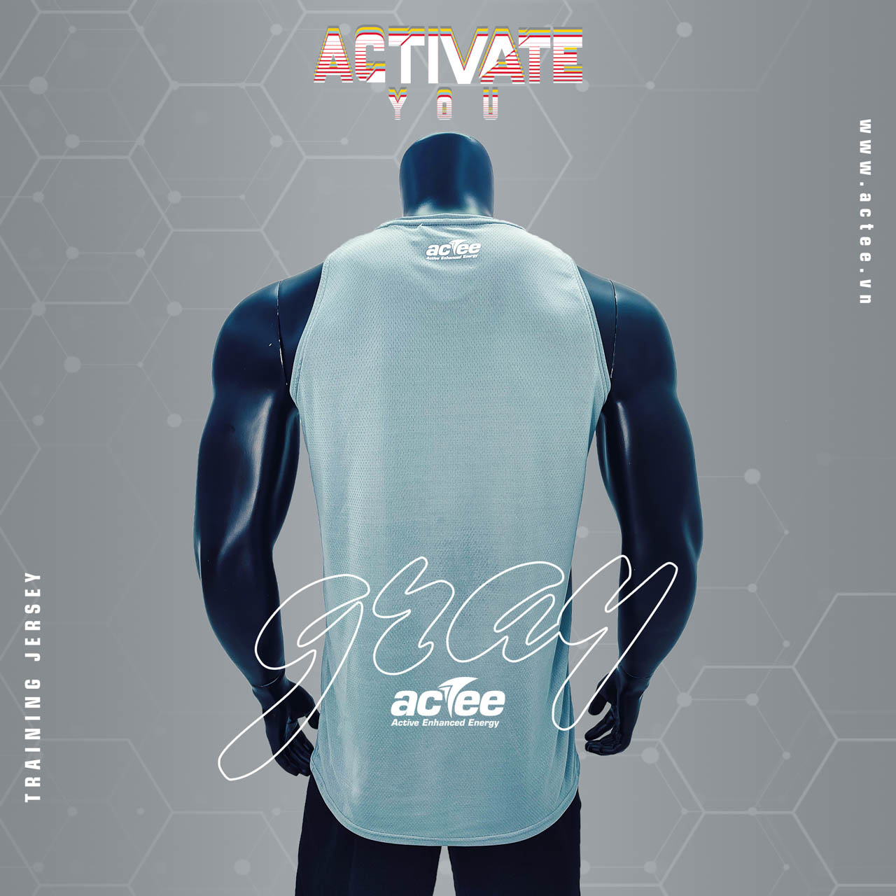 Áo tập luyện Actee Activate You - Màu Xám - Cao cấp - Chính hãng