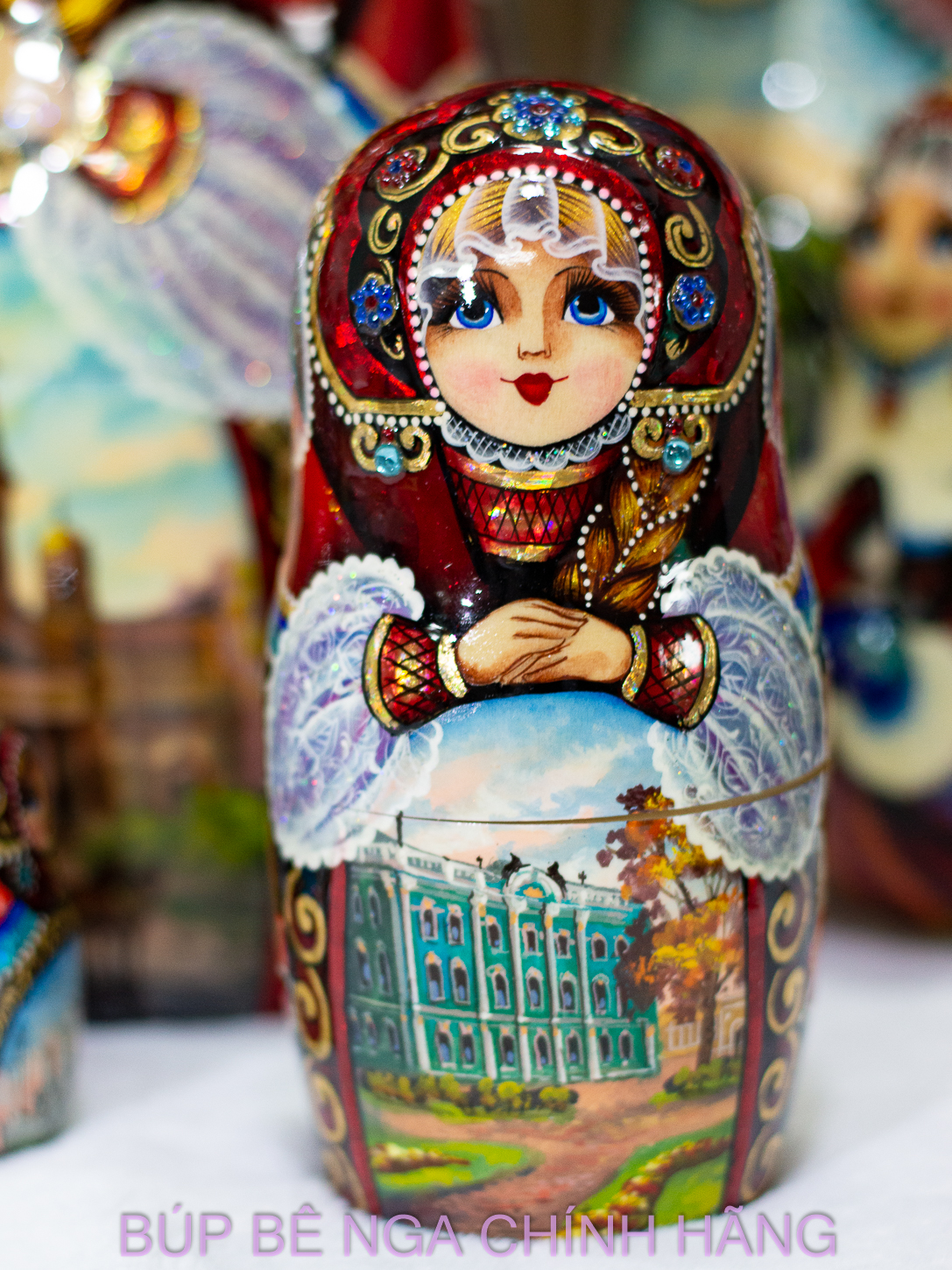 BỘ BÚP BÊ NGA MATRYOSHKA CAO CẤP CỠ LỚN 15 LỚP 35CM HOA VĂN "PHONG CẢNH SAINT PETERSBURG" CỰC ĐẸP VÀ SANG TRỌNG