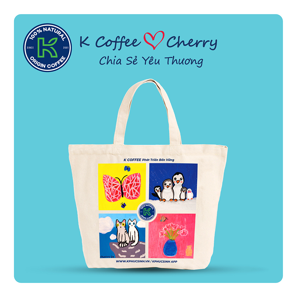 Túi Canvas K Coffee x Cherry - Chia Sẻ Yêu Thương - Túi Gây Quỹ Từ Thiện