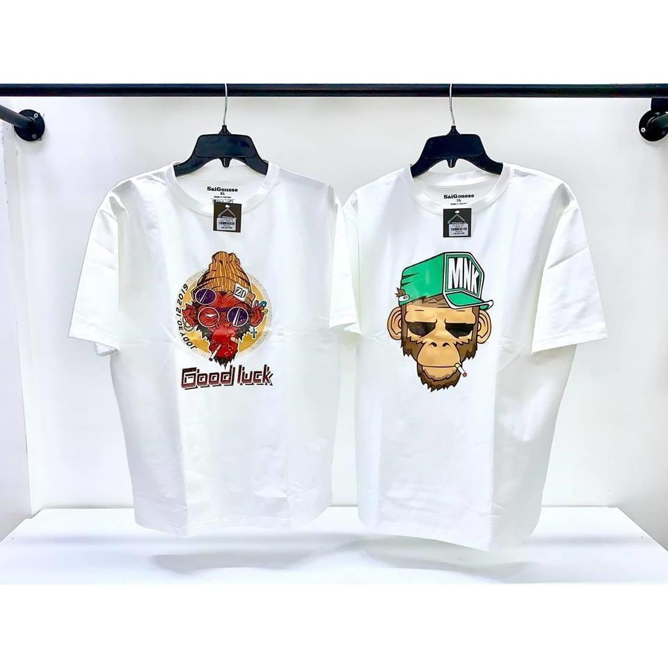 Áo Thun Cotton Nam Nữ Hình Mèo Dễ Thương Unisex