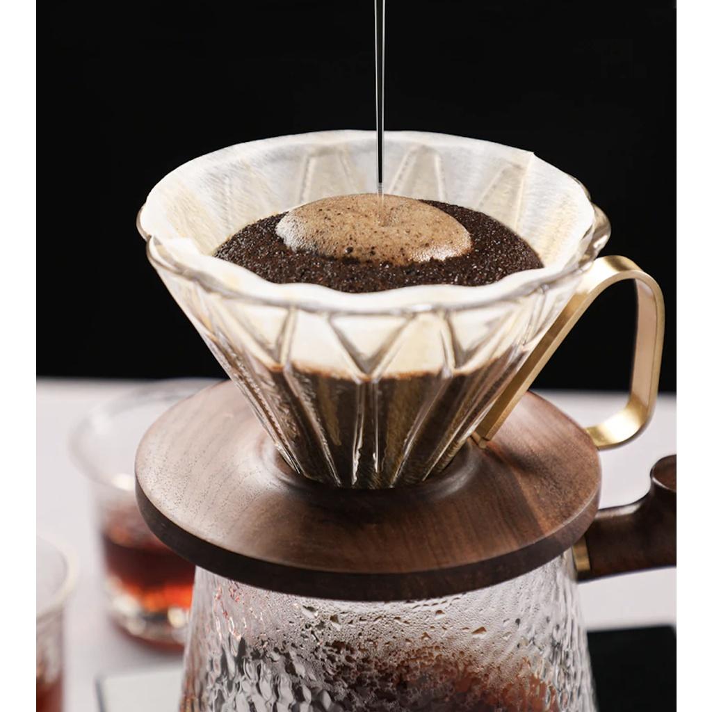 Phễu Prisma gỗ óc chó pha cà phê giấy lọc V60, phễu pha cafe Pour Over thương hiệu Hero