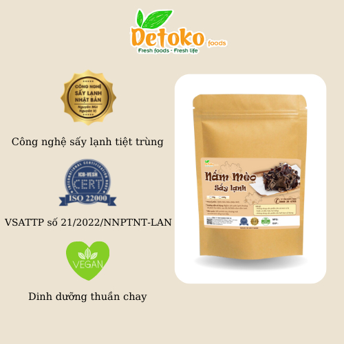 Nấm Mèo Nguyên Tai Sấy Lạnh Detoko Food Túi 50gr 100Gr