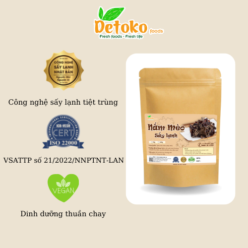 Nấm Mèo Nguyên Tai (Mộc Nhĩ Nguyên Tai) Sấy Lạnh Detoko Food Túi 50gr 100Gr