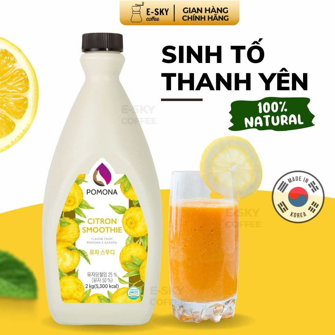 Mứt Thanh Yên Pomona Citron Smoothie Nguyên Liệu Pha Chế Hàn Quốc Chai 2kg