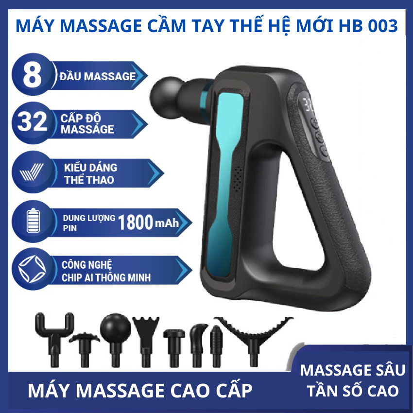 Máy Massage cầm tay thông minh 8 đầu 32 chế độ HB003, Máy mát xa toàn thân đa năng cao cấp matxa bằng xung điện đánh tan mỡ bụng, thư giãn, giảm đau nhức mỏi cơ thể hiệu quả