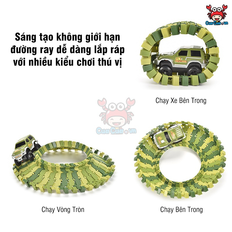 Bộ lắp ráp đường đua ô tô khủng long, đồ chơi lắp ghép đường ray khủng long cỡ lớn cho bé thoả sức sáng tạo