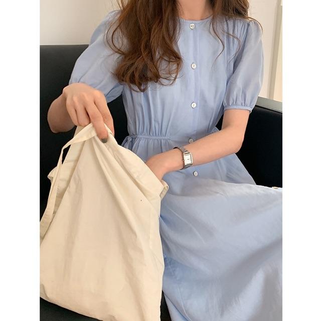 Váy nhún dáng dài babydoll cá tính, chất liệu thô lụa thoáng mát