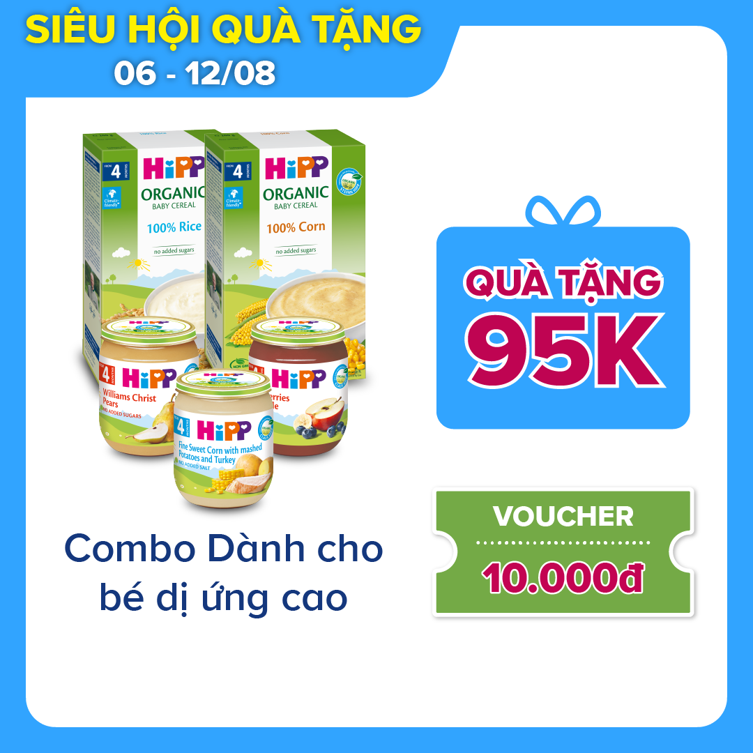 Combo ăn dặm HiPP Organic số 7: Dành cho trẻ dị ứng cao