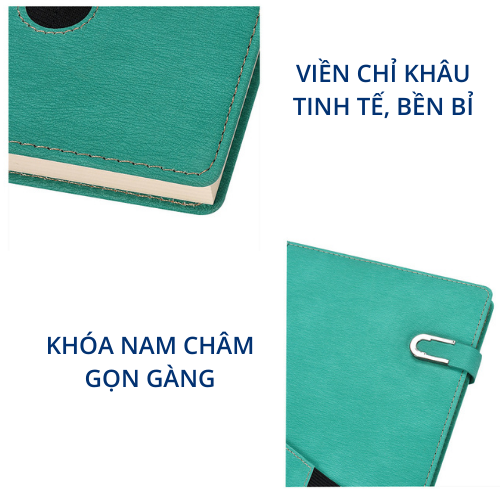 Sổ tay bìa da trơn A5 tiện lợi ghi chép có chỗ gài vật dụng A25925